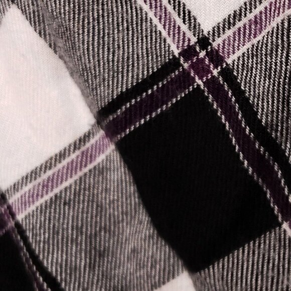 Express Womens Boyfriend Black White Plaid Flannel Shirt Medium - Picture 4 of 5